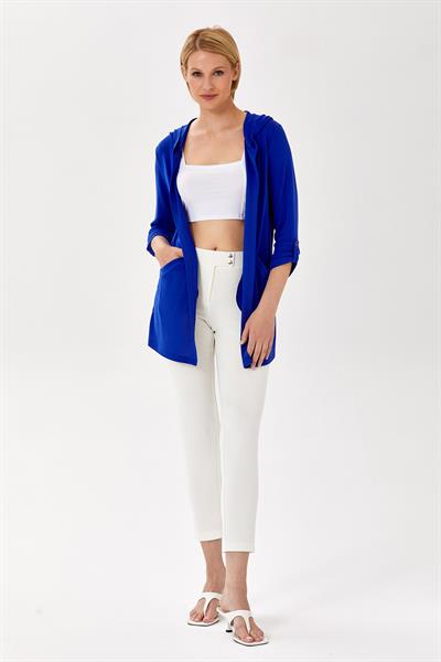 Kolları Çıtçıtlı Cepli Kapüşonlu Hırka 024-4408