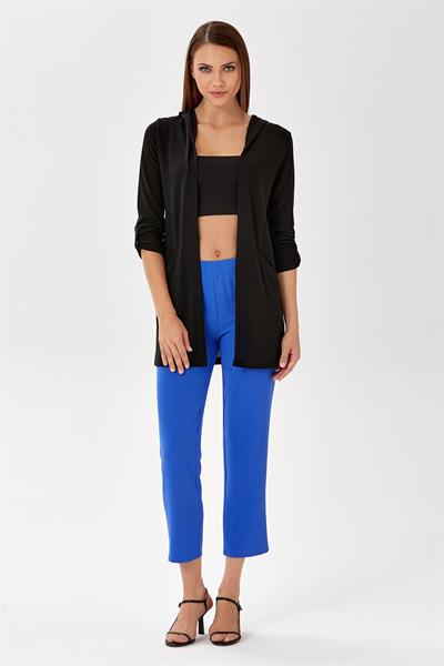 Kolları Çıtçıtlı Cepli Kapüşonlu Hırka 024-4408