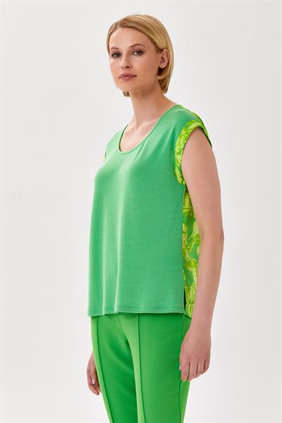 Kolları ve Arkası Dokuma Garnili Düşük Kol Bluz 024-1503