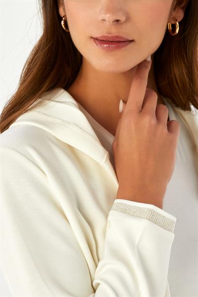 Kolu Sim Şeritli Kapüşonlu Hırka 024-2104