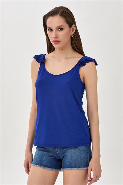 Omuzları Fırfırlı Askılı Bluz 025-1038