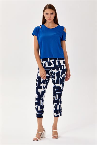 Omuzları Yırtmaçlı Kısa Kol Bluz 024-1063