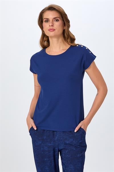 Omuzu Çıtçıtlı Yuvarlak Yaka Bluz 026-1017