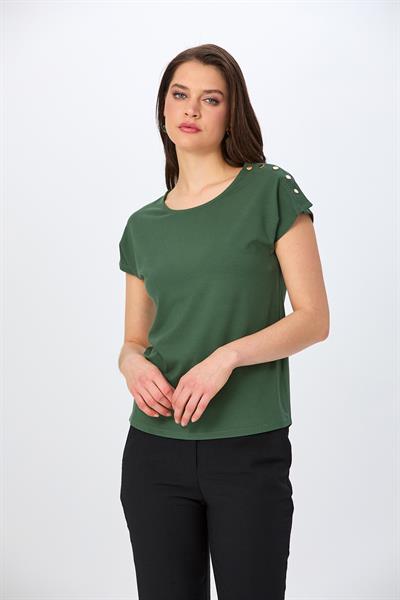 Omuzu Çıtçıtlı Yuvarlak Yaka Bluz 026-1017