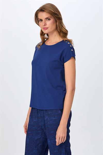 Omuzu Çıtçıtlı Yuvarlak Yaka Bluz 026-1017
