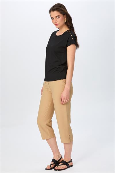 Omuzu Çıtçıtlı Yuvarlak Yaka Bluz 026-1017
