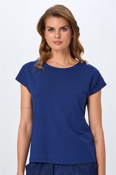 Omuzu Çıtçıtlı Yuvarlak Yaka Bluz 026-1017