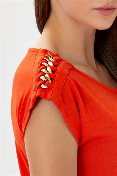 Omuzu Zincir Detaylı Bluz 024-1036