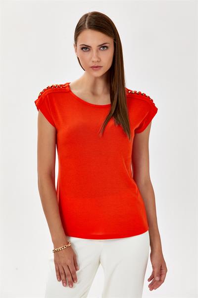 Omuzu Zincir Detaylı Bluz 024-1036