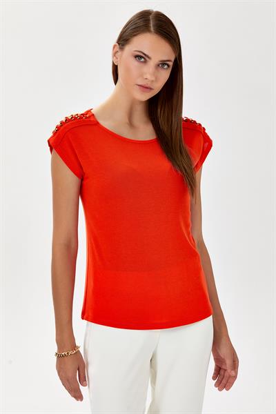 Omuzu Zincir Detaylı Bluz 024-1036