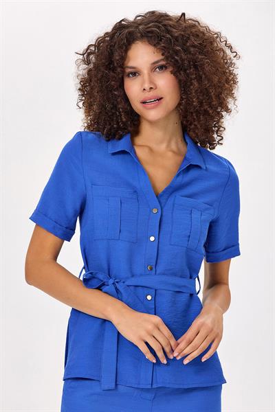 Önü Çıtçıtlı Cep Detaylı Gömlek 025-3002