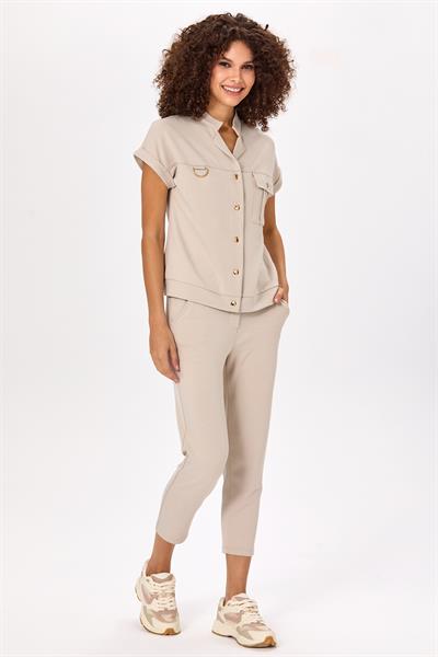 Önü Çıtçıtlı Cepli Düşük Kol S-Shirt 025-2104