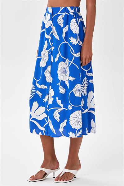 Önü Çıtçıtlı Cepli Midi Boy Etek 025-3517