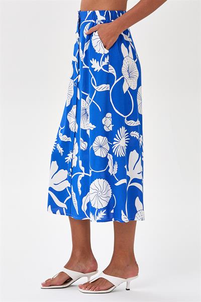 Önü Çıtçıtlı Cepli Midi Boy Etek 025-3517