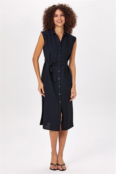 Önü Çıtçıtlı Gömlek Elbise 025-4021