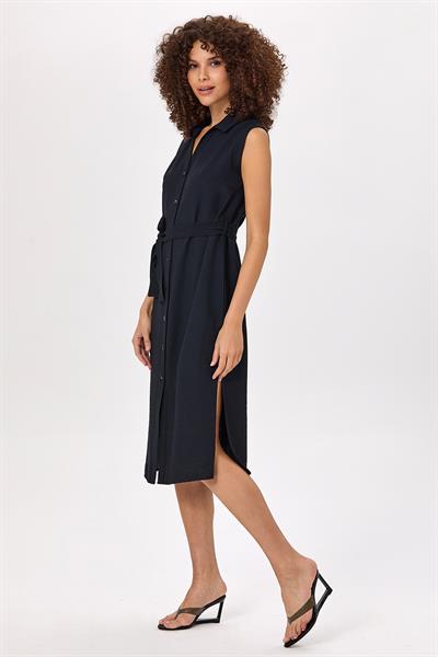 Önü Çıtçıtlı Gömlek Elbise 025-4021