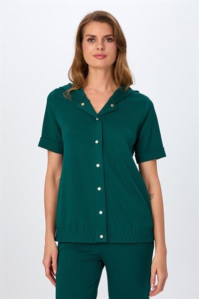 Önü Çıtçıtlı Kapüşonlu Eteği Zikzak Dikiş Detaylı S-Shirt 026-2102