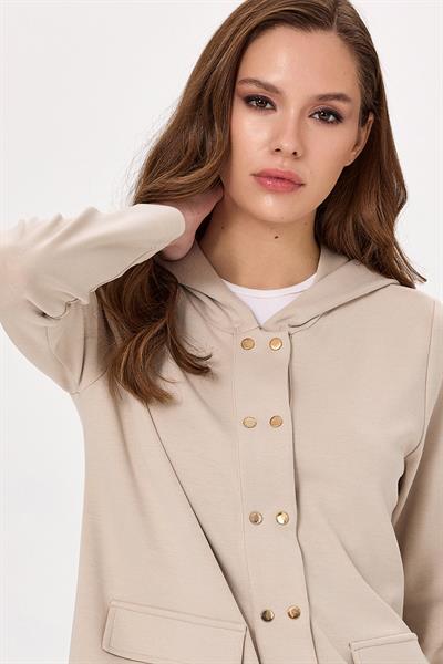 Önü Çıtçıtlı Kapüşonlu S-Shirt 025-2108