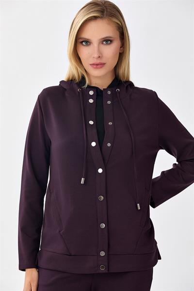 Önü Çıtçıtlı Kapüşonlu S-Shirt 256-2108