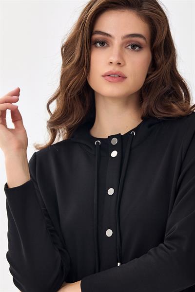 Önü Çıtçıtlı Kapüşonlu S-Shirt 256-2108