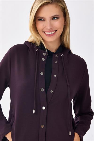 Önü Çıtçıtlı Kapüşonlu S-Shirt 256-2108
