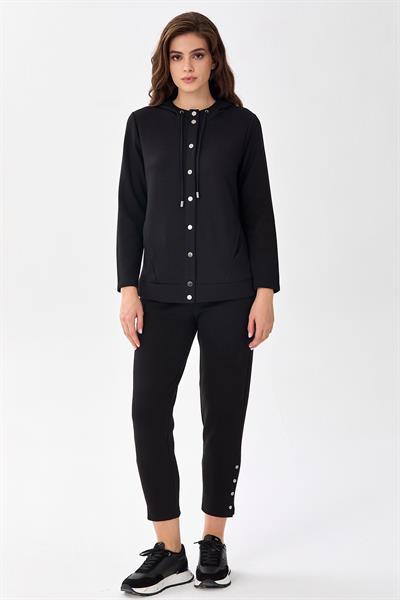 Önü Çıtçıtlı Kapüşonlu S-Shirt 256-2108