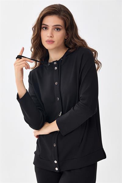 Önü Çıtçıtlı Kapüşonlu S-Shirt 256-2108