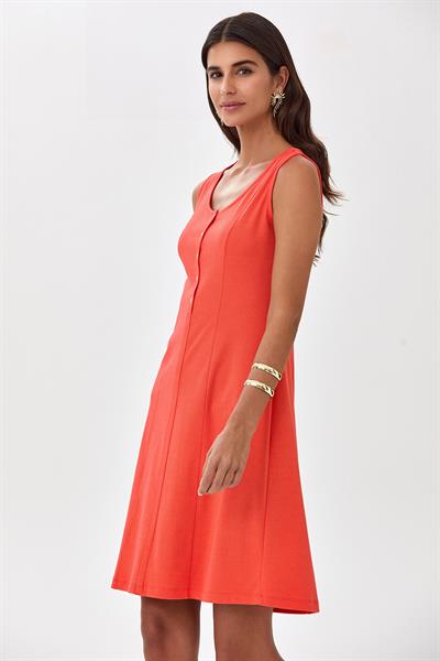 Önü Çıtçıtlı Kare Yaka Kolsuz Elbise 025-2517
