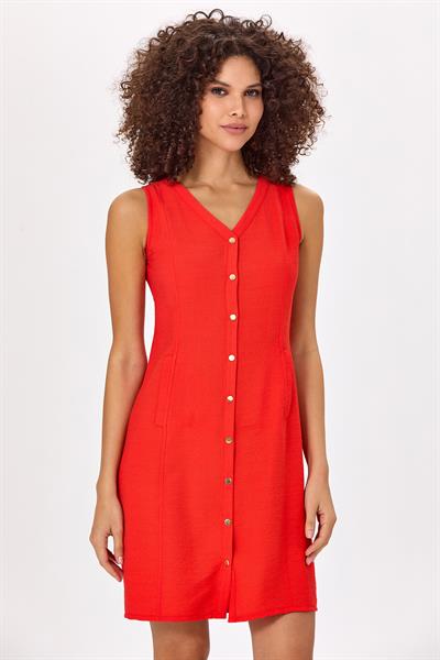 Önü Çıtçıtlı Kolsuz Elbise 025-4020