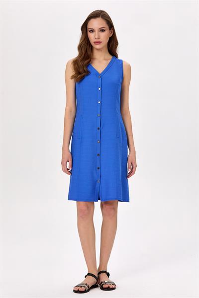 Önü Çıtçıtlı Kolsuz Elbise 025-4020