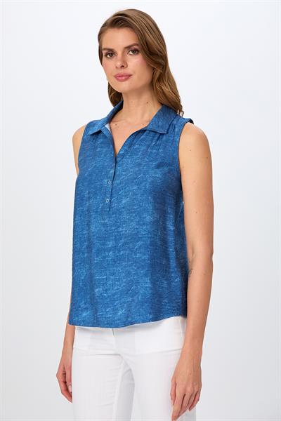 Önü Çıtçıtlı Polo Yaka Bluz 026-3009