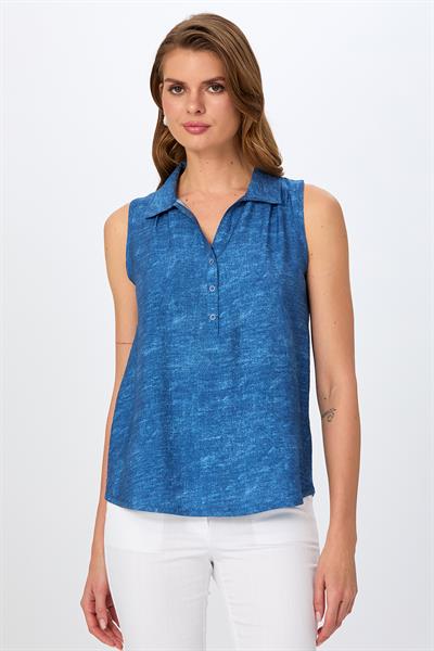 Önü Çıtçıtlı Polo Yaka Bluz 026-3009