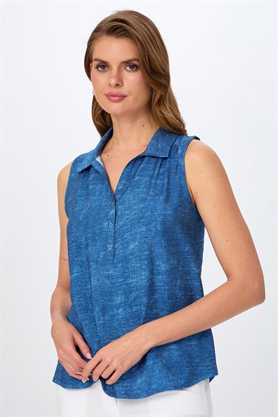 Önü Çıtçıtlı Polo Yaka Bluz 026-3009