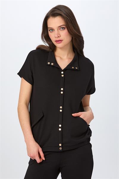 Önü Çıtçıtlı Düşük Kol S-Shirt 026-2106