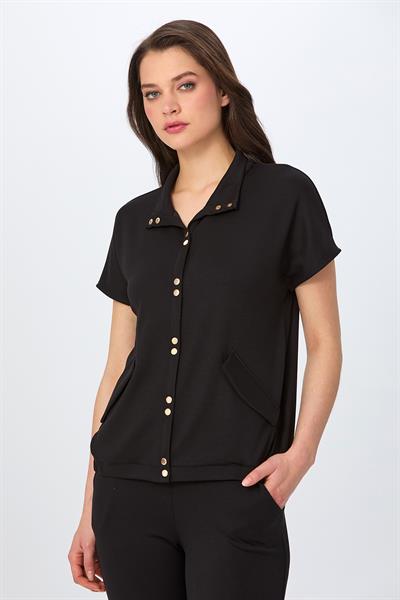 Önü Çıtçıtlı Düşük Kol S-Shirt 026-2106