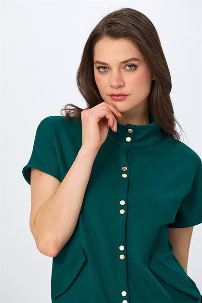 Önü Çıtçıtlı Düşük Kol S-Shirt 026-2106