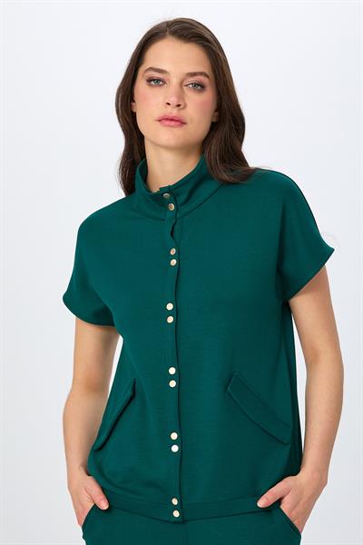 Önü Çıtçıtlı Düşük Kol S-Shirt 026-2106