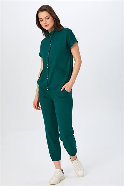 Önü Çıtçıtlı Düşük Kol S-Shirt 026-2106