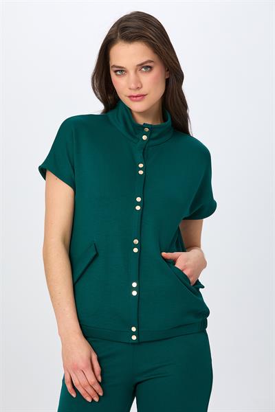 Önü Çıtçıtlı Düşük Kol S-Shirt 026-2106