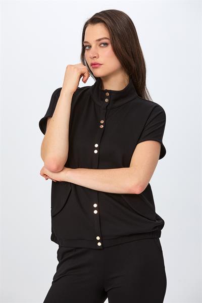 Önü Çıtçıtlı Düşük Kol S-Shirt 026-2106