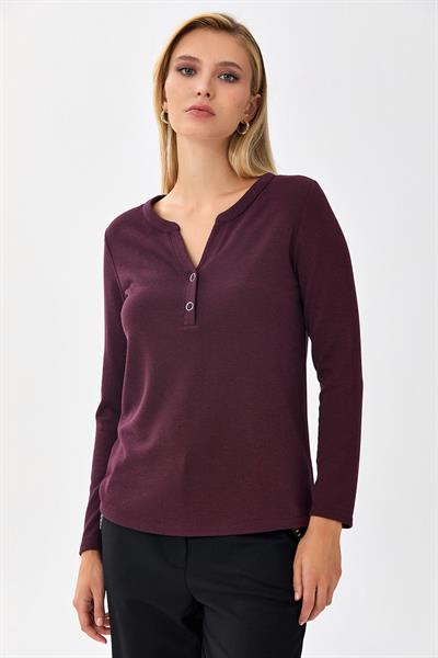 Önü Çıtçıtlı Uzun Kol Bluz 256-1002