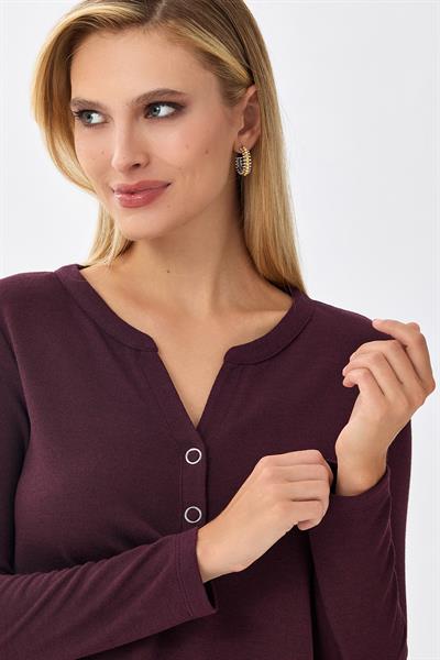Önü Çıtçıtlı Uzun Kol Bluz 256-1002