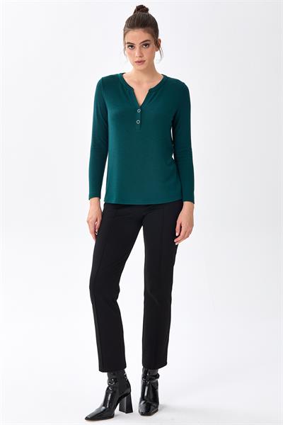 Önü Çıtçıtlı Uzun Kol Bluz 256-1002