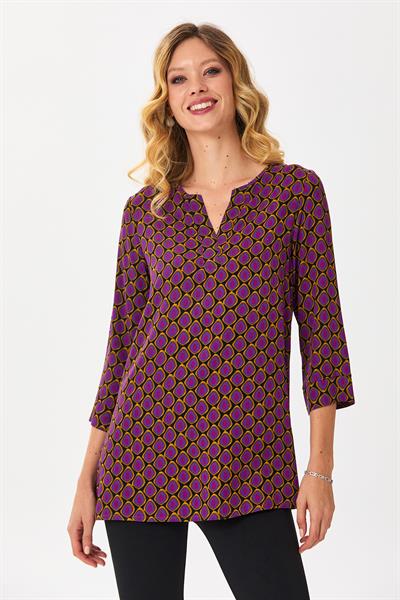 Yakası Patlı ¾ Kol Yırtmaçlı Bluz 245-3018