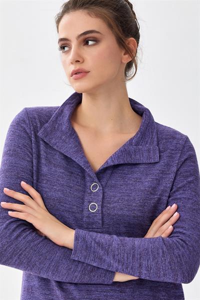 Önü Çıtçıtlı Uzun Kol Triko Bluz 256-1700