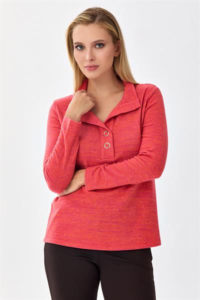 Önü Çıtçıtlı Uzun Kol Triko Bluz 256-1700