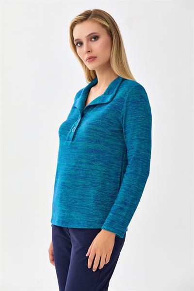 Önü Çıtçıtlı Uzun Kol Triko Bluz 256-1700