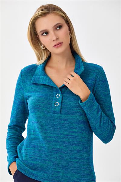 Önü Çıtçıtlı Uzun Kol Triko Bluz 256-1700