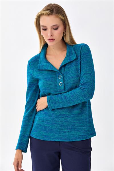 Önü Çıtçıtlı Uzun Kol Triko Bluz 256-1700