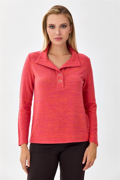 Önü Çıtçıtlı Uzun Kol Triko Bluz 256-1700